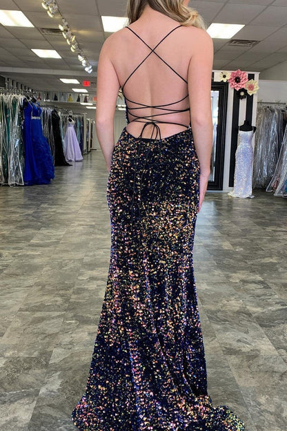 White Sequins Mermaid Long Prom Dress