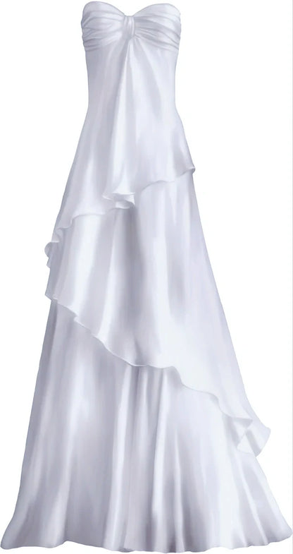 White Sweetheart Chiffon Long Prom Dress - A-Line Floor Length Evening Gown