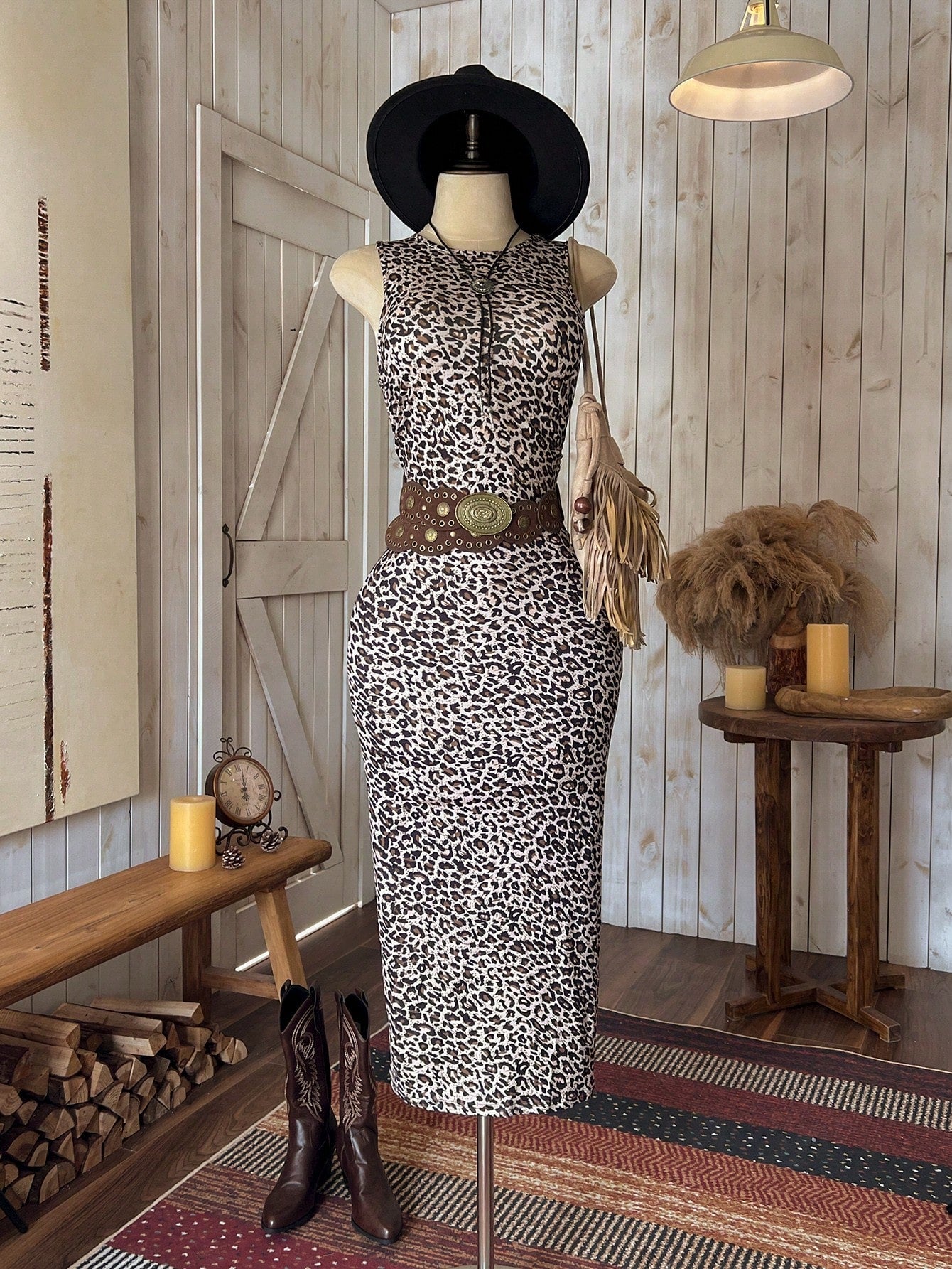Wildy Leopard Print Knitted Sleeveless Bodycon Dress For Women,Summer Dresses For Women