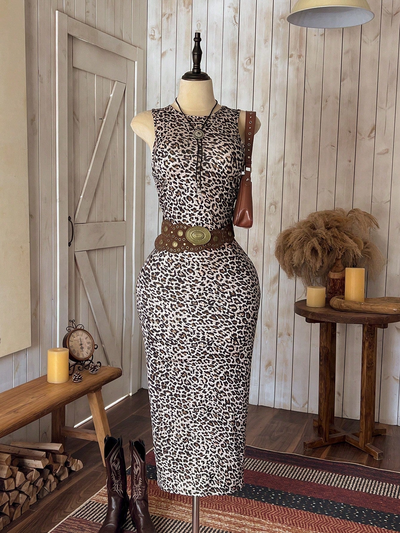 Wildy Leopard Print Knitted Sleeveless Bodycon Dress For Women,Summer Dresses For Women
