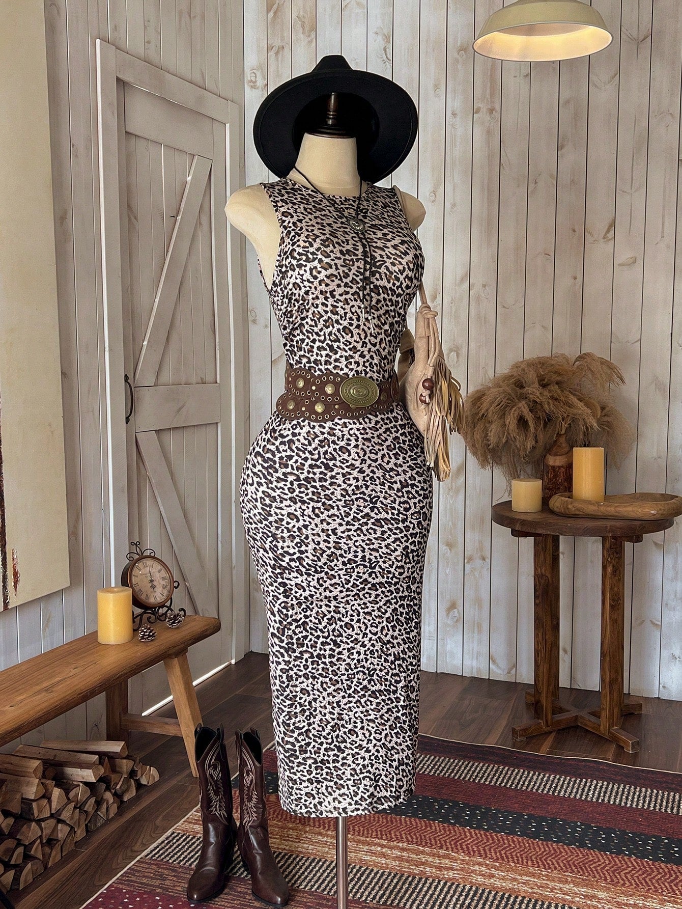 Wildy Leopard Print Knitted Sleeveless Bodycon Dress For Women,Summer Dresses For Women