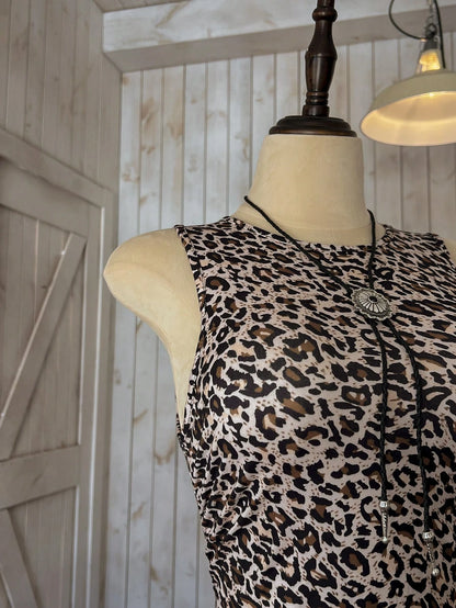 Wildy Leopard Print Knitted Sleeveless Bodycon Dress For Women,Summer Dresses For Women