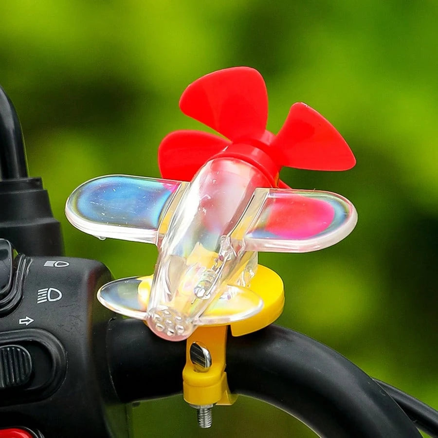 Wind-Powered Glowing Airplane Decoration, LED Glowing Windmill Decoration, Adhesive Sticker, Suitable For Cars, Motorcycles And Electric Bicycles.