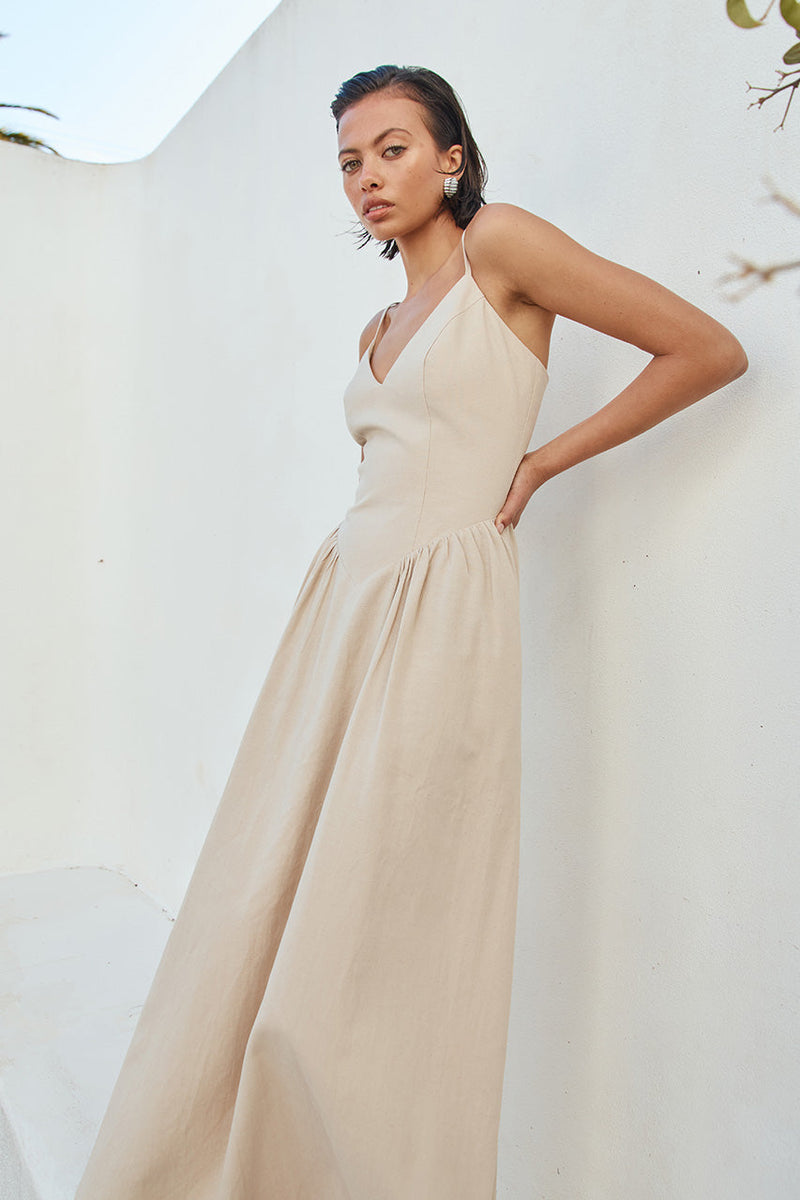 Winslet Midi Dress - Sand - SHOPJAUS - JAUS