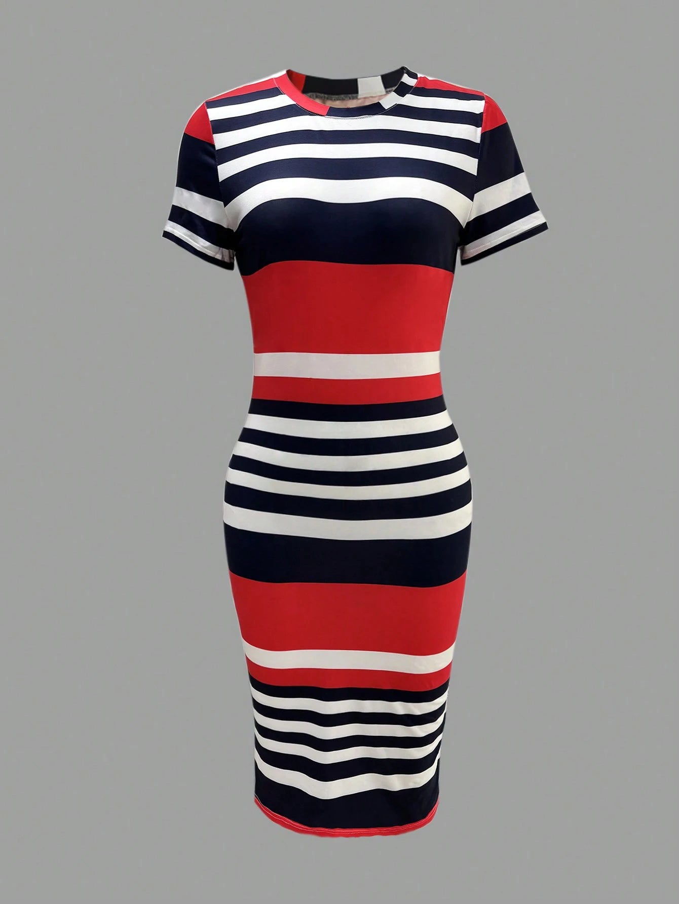 Women Casual Colorblock Striped Bodycon Dress Elegant Summer