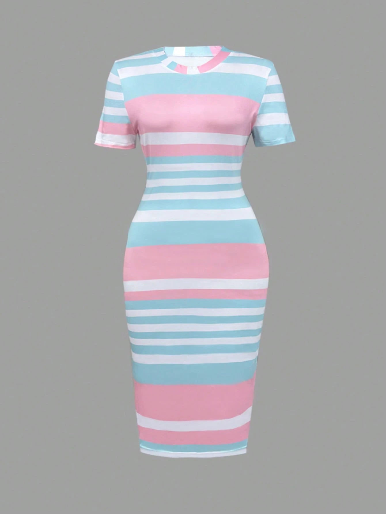 Women Casual Colorblock Striped Bodycon Dress Elegant Summer