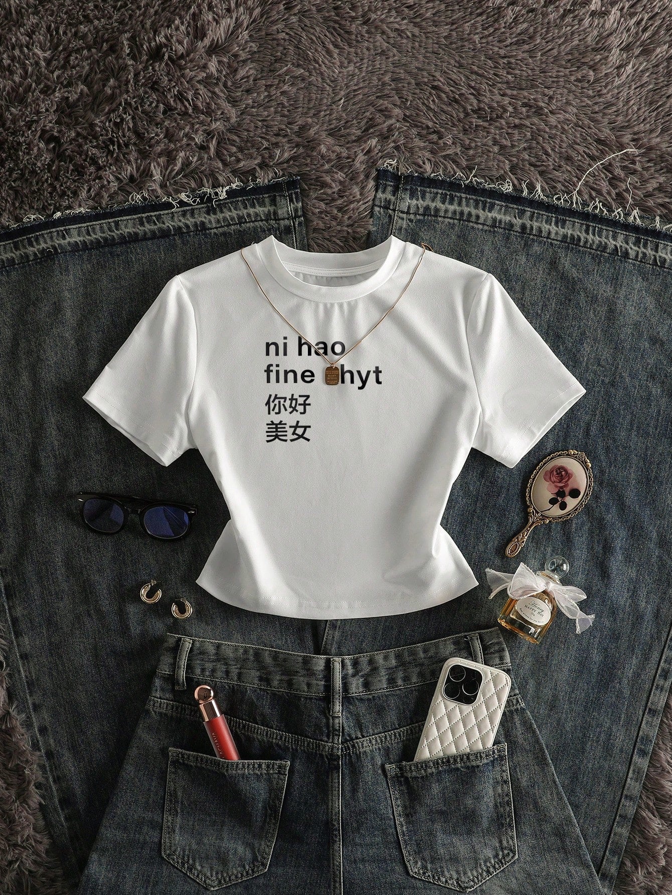Women Plus Size Casual Summer Slogan Print Cropped Tight T-Shirt, Sexy Top