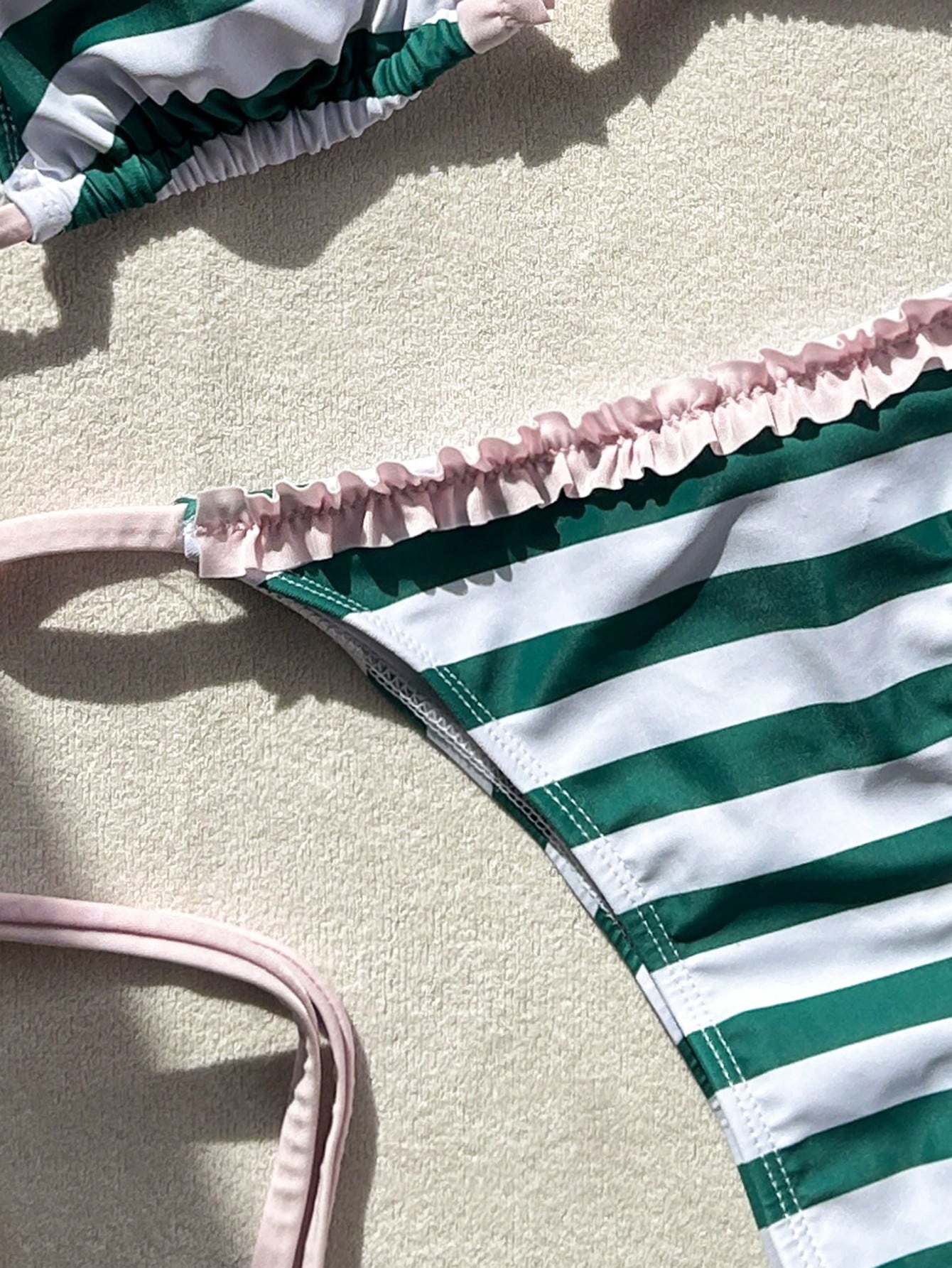 Women's 2-Piece Striped Bikini Swimsuit, Halter Neck Design, Side Tie Bottoms, Backless Style, High Elasticity Fabric