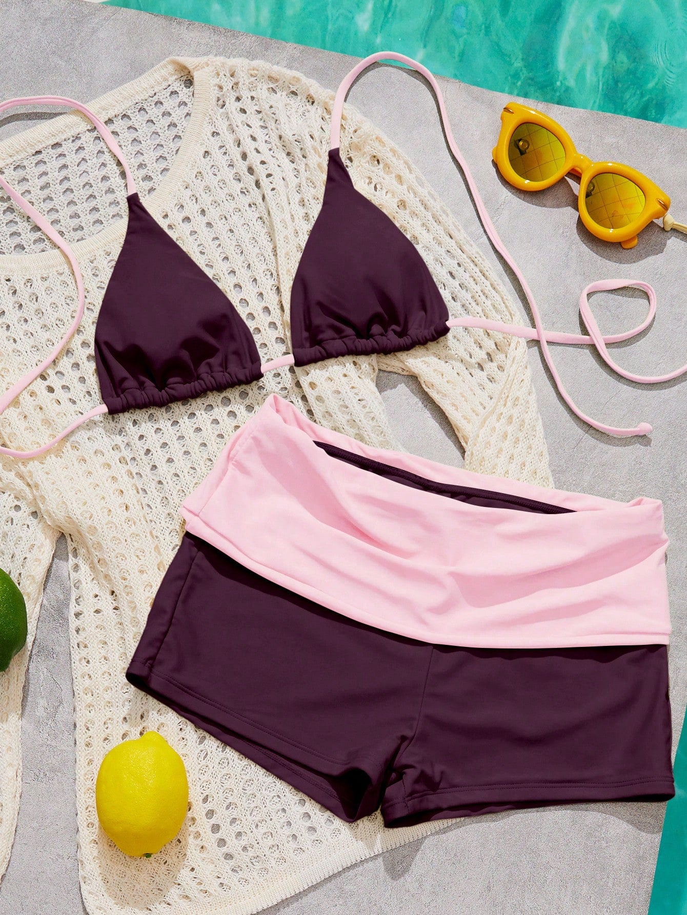 Women's Bikini Swimsuit Pilates Set Beachwear/Fitness Set/Casual/Y2k/Street Style/Vacation Summer Outfit