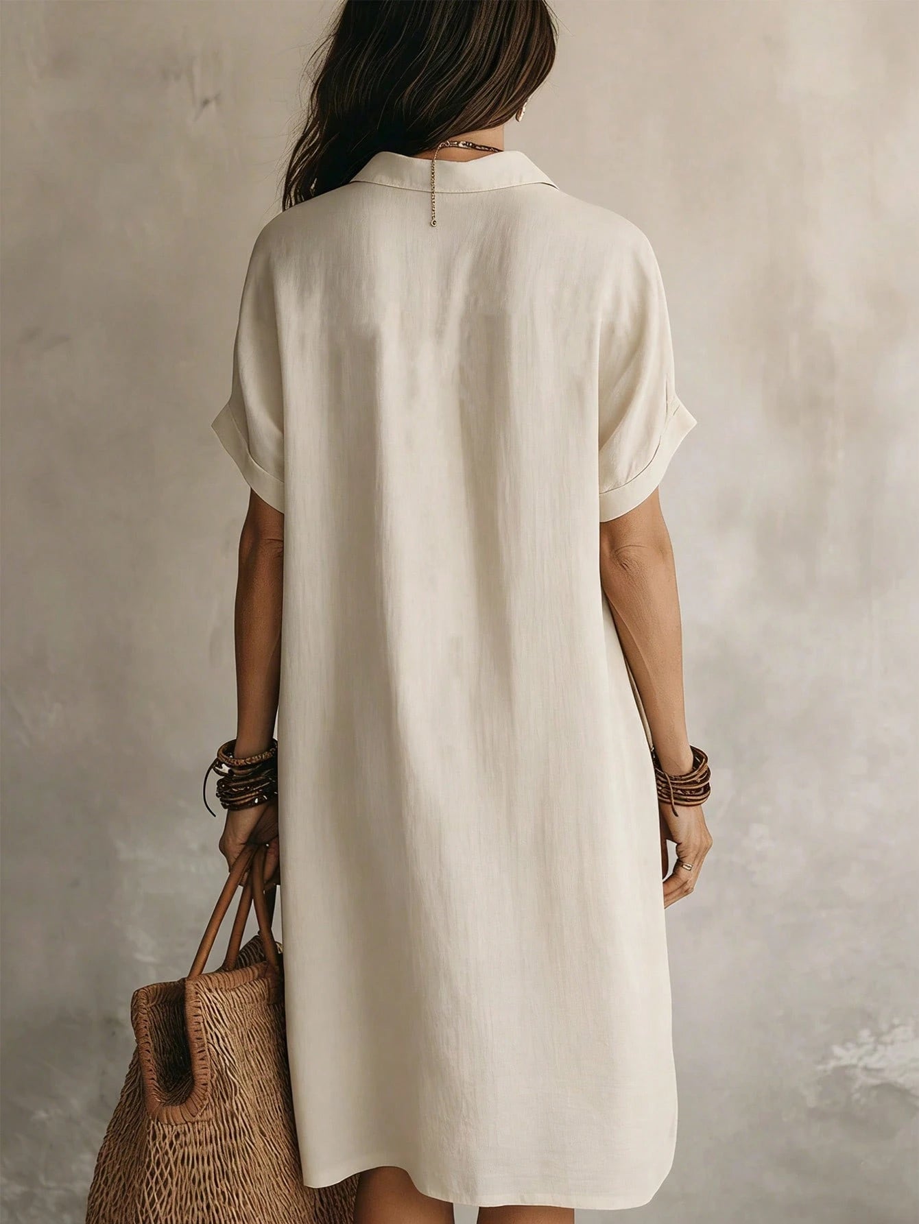 Women's Black Casual Button Front Knee-Length Dress, Short Sleeve, Knitted Fabric Elegant Summer, Work To Weekend
