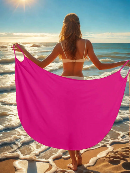 Women's Casual Asymmetric Collar Sleeveless Knit Cover Up, Regular Length Suitable For Vacation Beach Black Summer