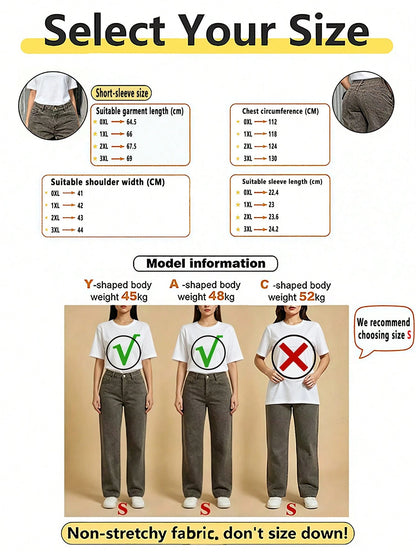 Women's Casual Cartoon Pattern Short Sleeve Round Neck T-Shirt, Made Of Polyester Fiber, Machine Washable, Spring/Summer Ladies T-Shirt