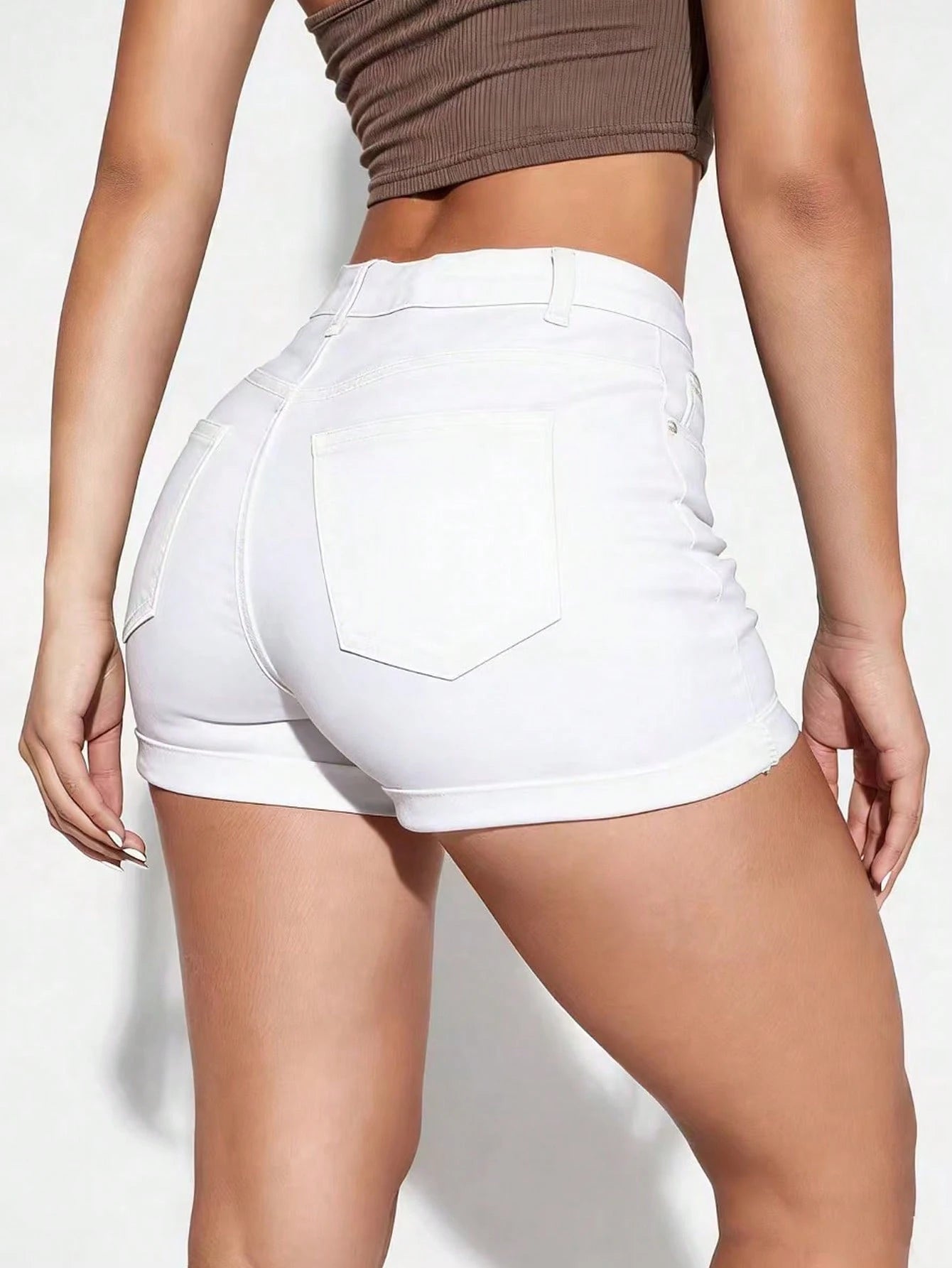 Women's Casual Cuffed Pocket Denim Shorts