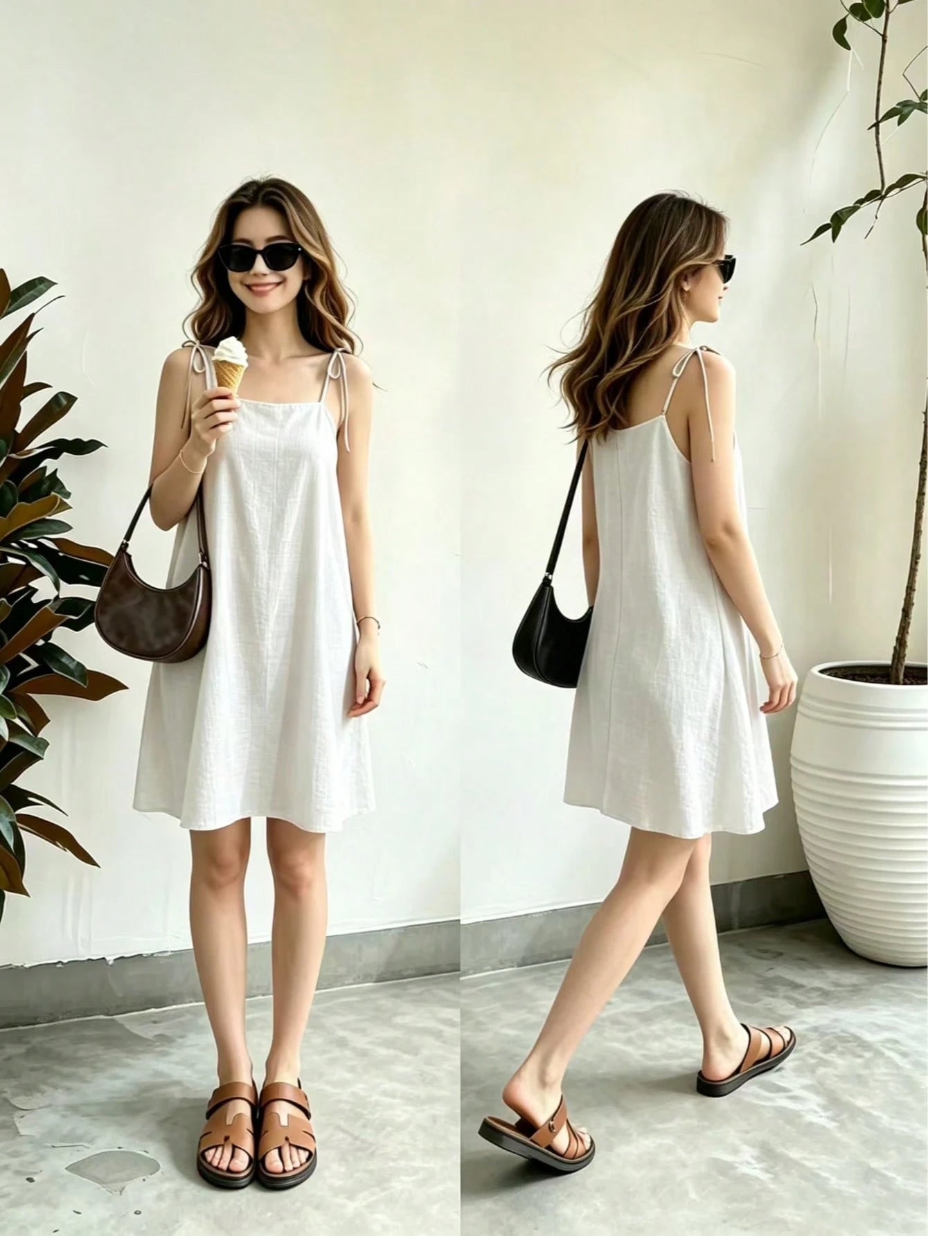 Women's Casual Elegant Black Spaghetti Strap Square Neck Sleeveless Mini Sun Dress, Flared Hem Design, Suitable For Party Wear Summer