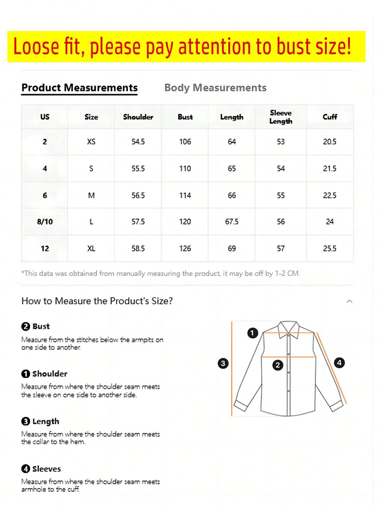 Women's Casual Loose Long Sleeve Shirt, Spring/Autumn