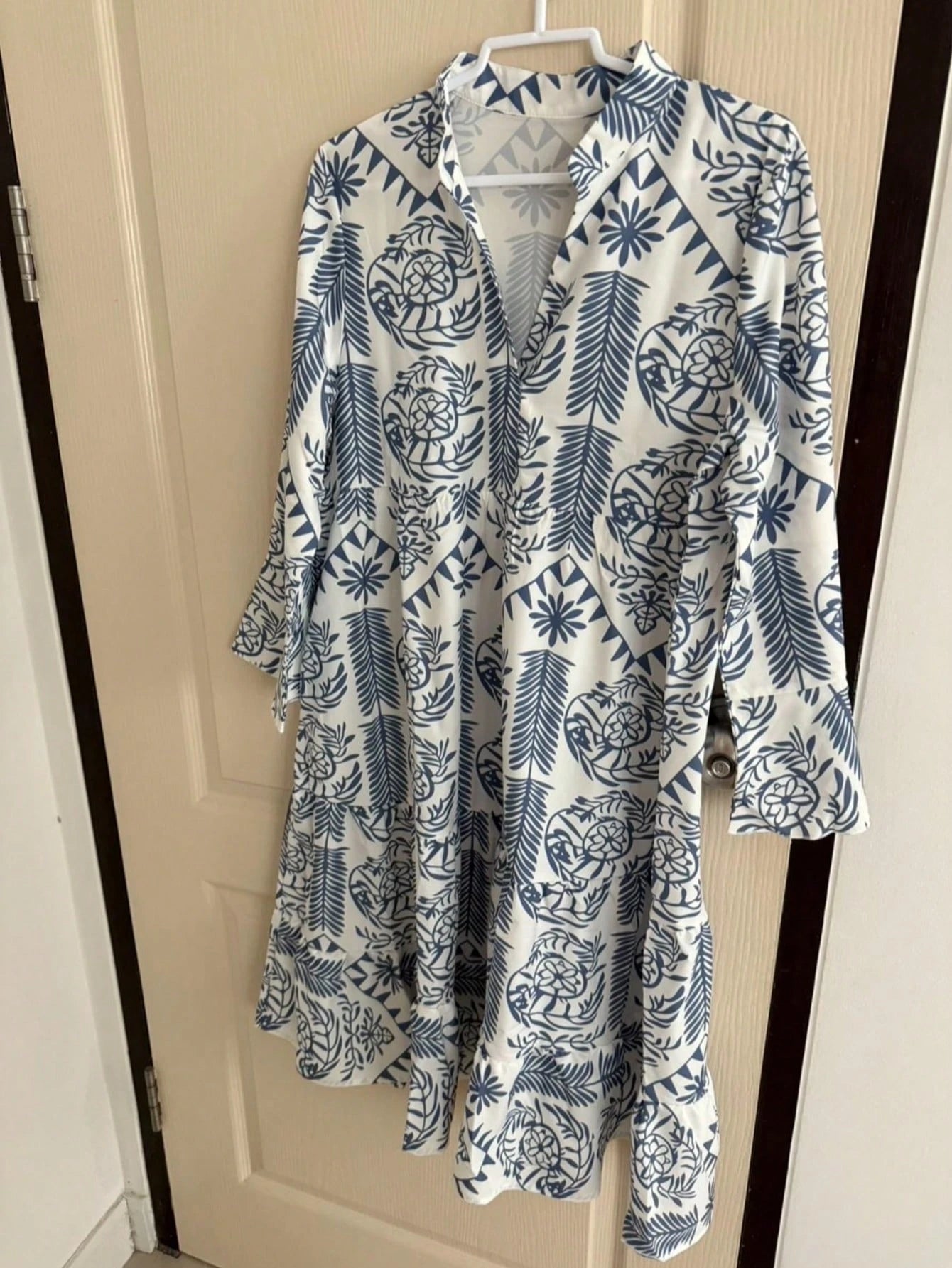 Women's Casual Resort Full Print Flare Sleeve Dress Elegant Spring