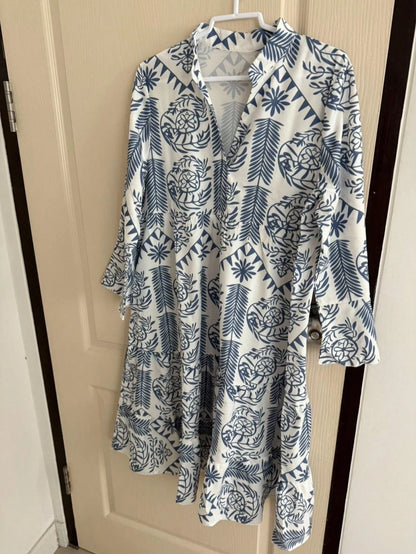 Women's Casual Resort Full Print Flare Sleeve Dress Elegant Spring
