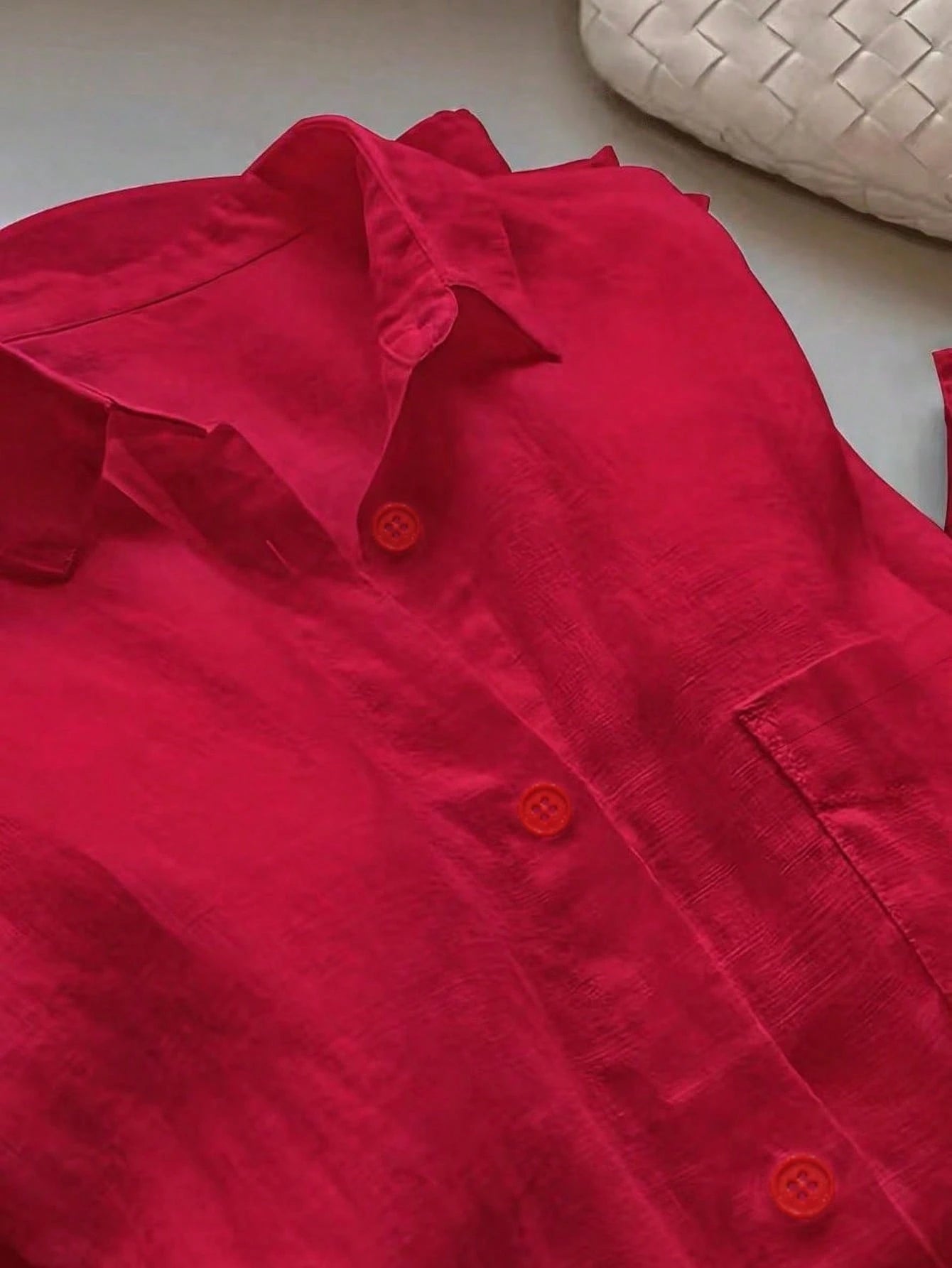 Women's Casual Solid Color Front Button Curved Hem Shirt Black Spring