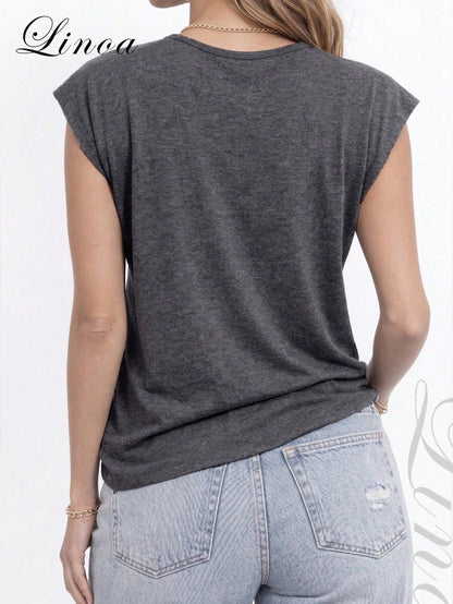 Women's Casual Summer V-Neck Vest| Mushroom Floral Pattern Print Design| Perfect For Daily Wear, Outdoor Leisure, Loungewear, Back-To-School Season, Mother's Day & More Summer Occasions| Daily Gif