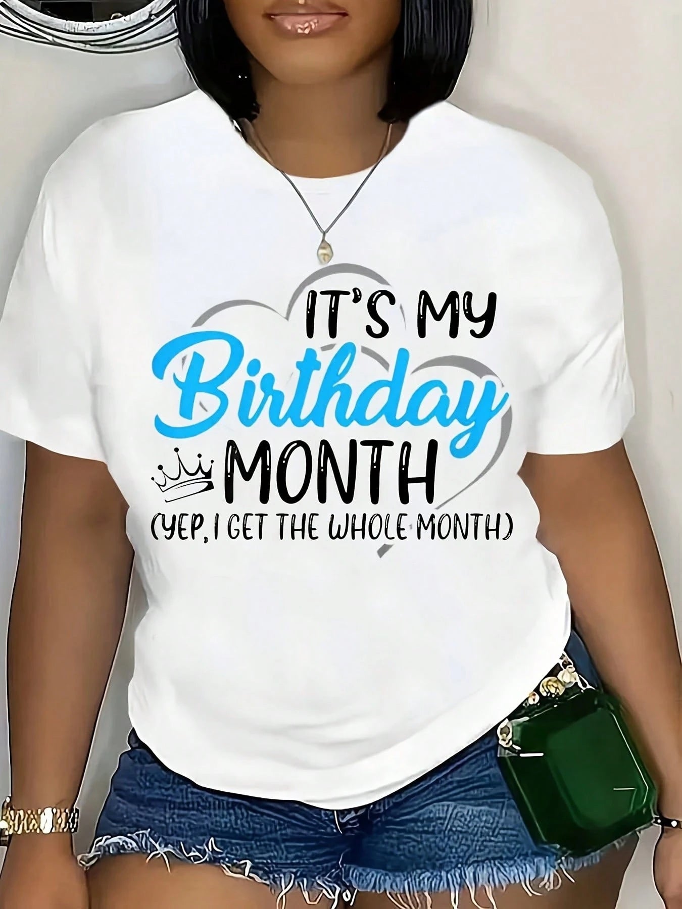 Women's Casual T Shirt For It's My Birthday Slogan & Crown & Balloon Graphic Vintage Printed Spring/Summer T-Shirt Short Sleeved Tee Round Neck Top