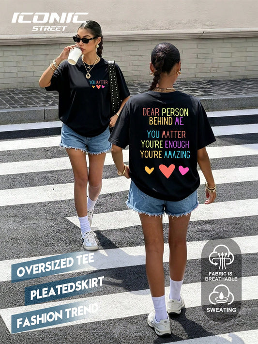 Women's Casual T-Shirt, Valentine's Day Cartoon Heart Pattern, Red Sequin Heart Graphic Women's Casual T-Shirt, Fashionable, Comfortable, Breathable, Spring/Summer Classic Short Sleeve Crew Neck Top B