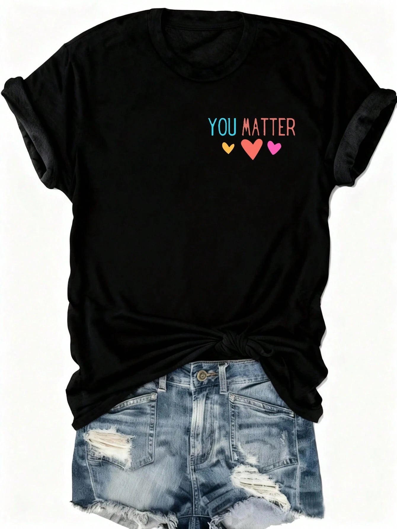 Women's Casual T-Shirt, Valentine's Day Cartoon Heart Pattern, Red Sequin Heart Graphic Women's Casual T-Shirt, Fashionable, Comfortable, Breathable, Spring/Summer Classic Short Sleeve Crew Neck Top B