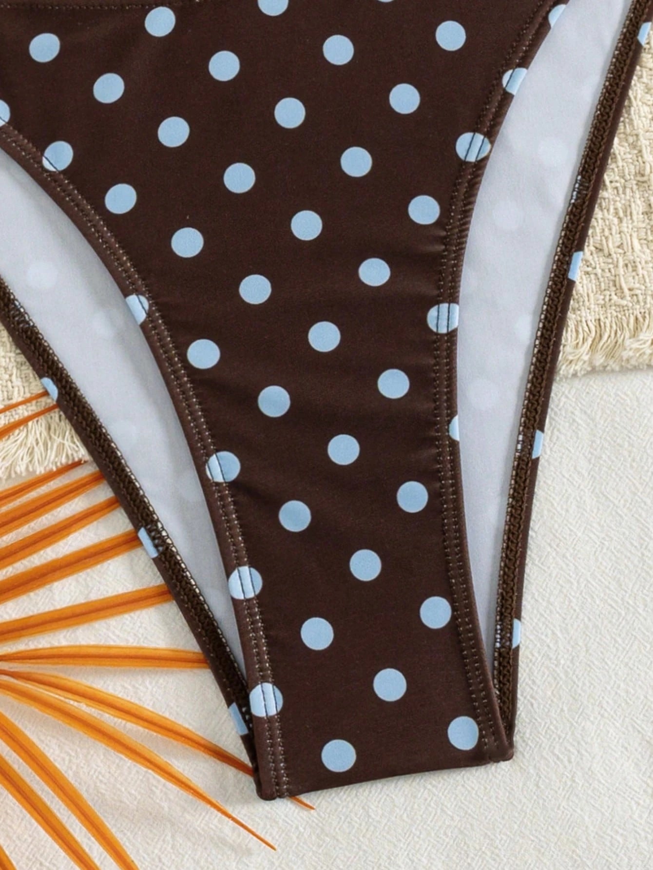 Women's Color-Block Dot Print Strappy Open Shoulder Bikini 2 Pieces Set Vacation Beach
