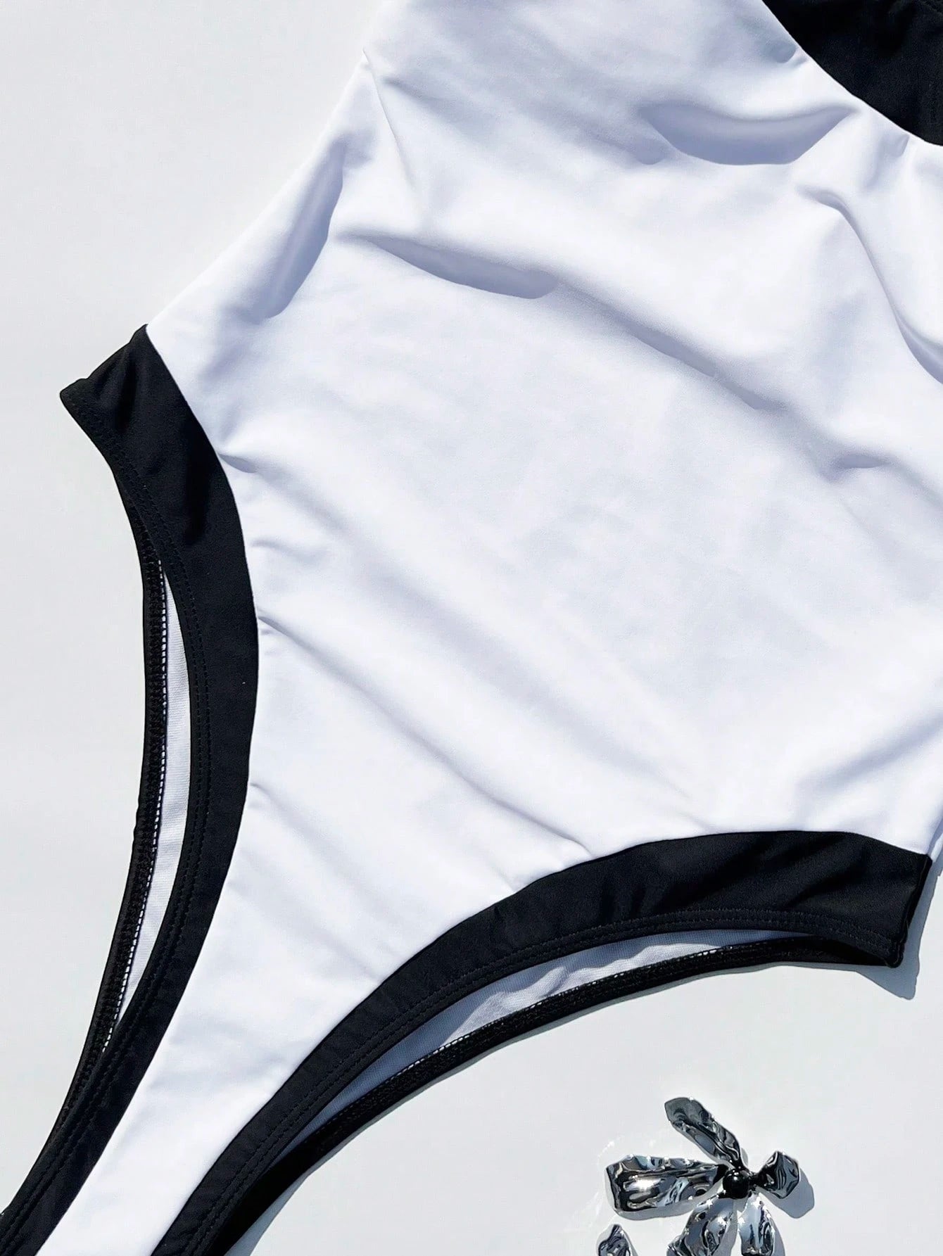Women's Color Block Square Neck Wide Strap One-Piece Swimsuit, Slim Fit Accentuates Body Curves, Fashionable Beach Style Vacation Summer