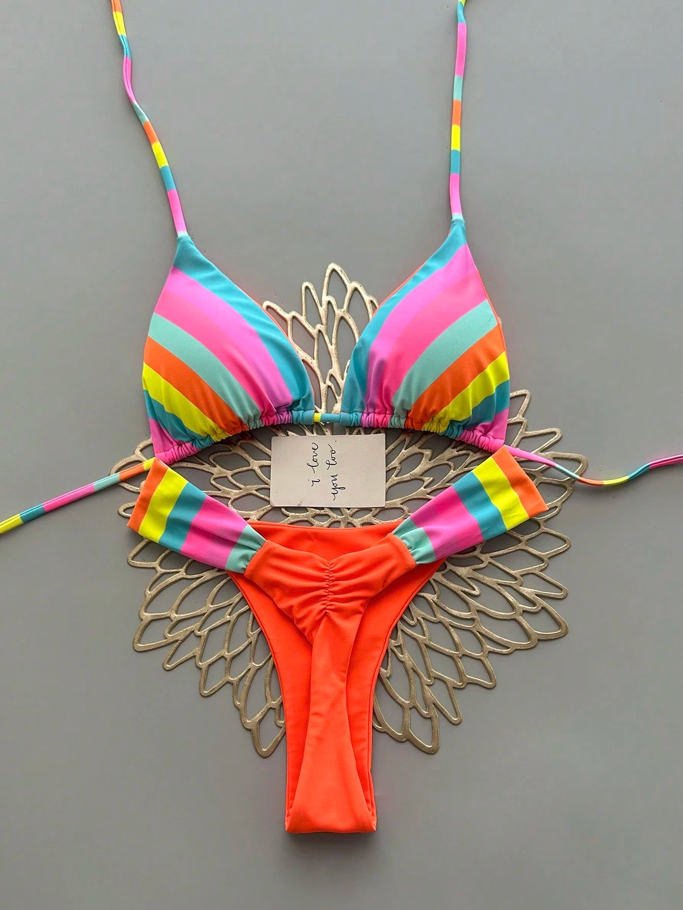 Women's Colorful Striped Bikini Set Vacation Beach Summer