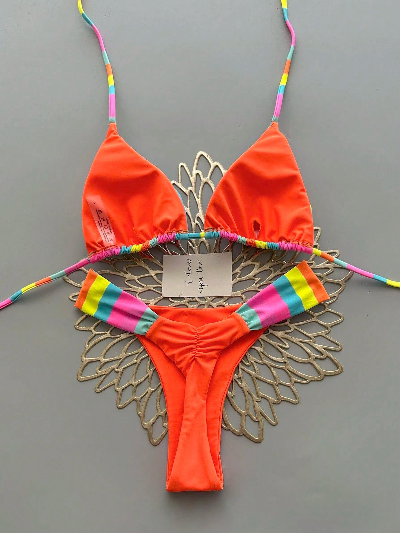 Women's Colorful Striped Bikini Set Vacation Beach Summer