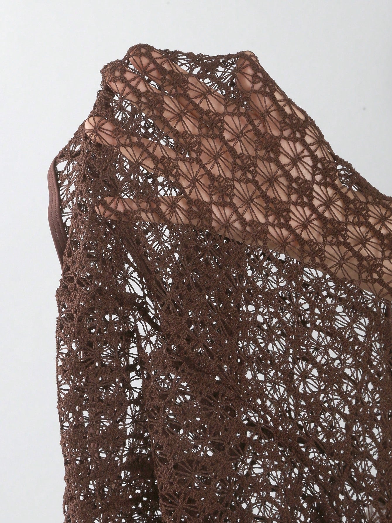 Women's Elegant Fashion Beach Vacation Solid Brown Tie Back Open Back 3-Piece Bikini Set Textured Fabric Dress Cover-Up Swimsuit For Spring Summer