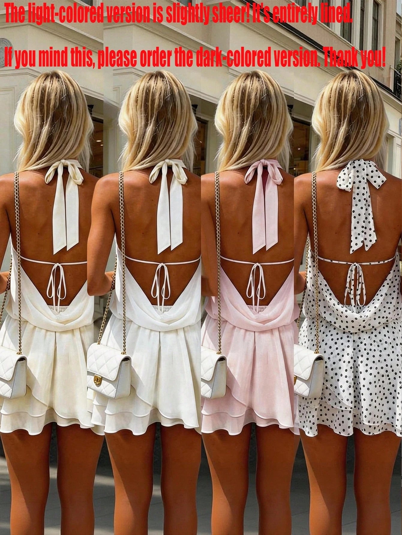 Women's Elegant Fashion Romantic Draped Neck Tie Backless Cowl Neck Mini Dress With Built-In Shorts Anti-Exposure Design, Aesthetic Summer Black