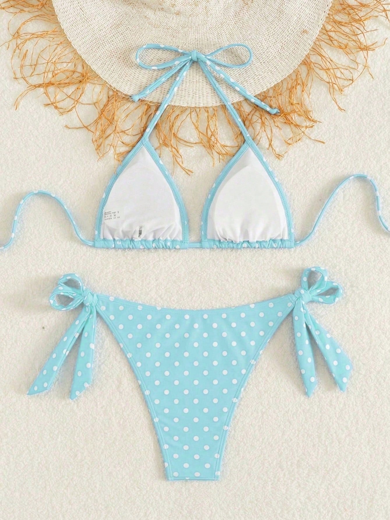 Women's Fashionable & Cute Black & White Polka Dot Design Bikini 2 Pieces Set, Essential For Beach & Spa Vacation Summer, Aesthetic