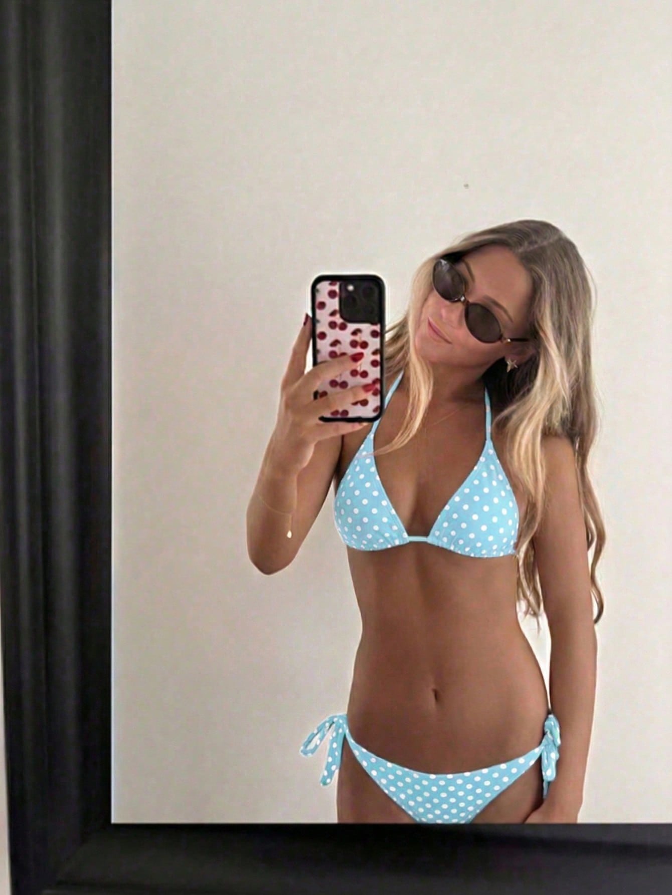 Women's Fashionable & Cute Black & White Polka Dot Design Bikini 2 Pieces Set, Essential For Beach & Spa Vacation Summer, Aesthetic