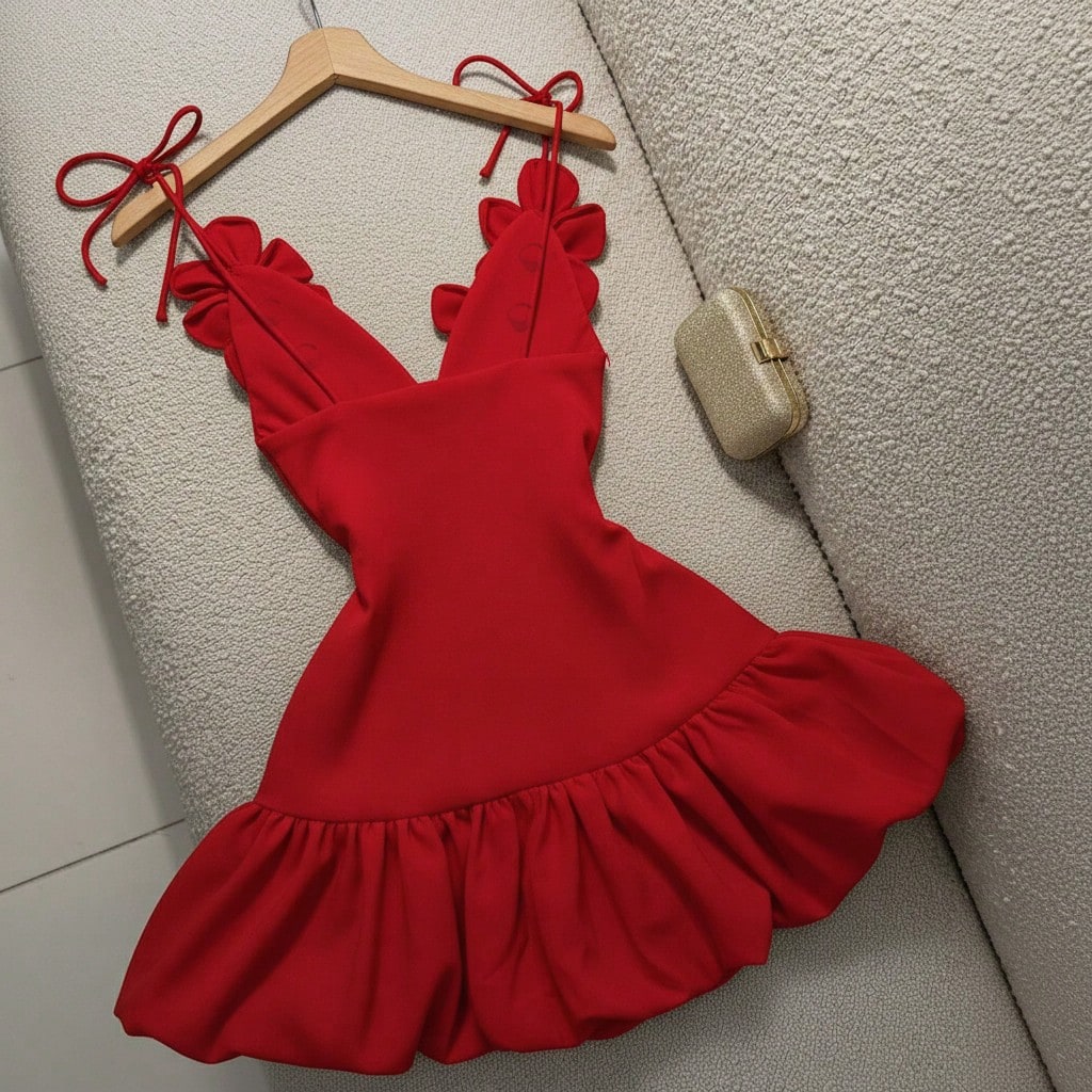 Women's Floral Decor Valentine's Day Party Evening Dress, Sexy Bud Strap Dress White Summer Elegant