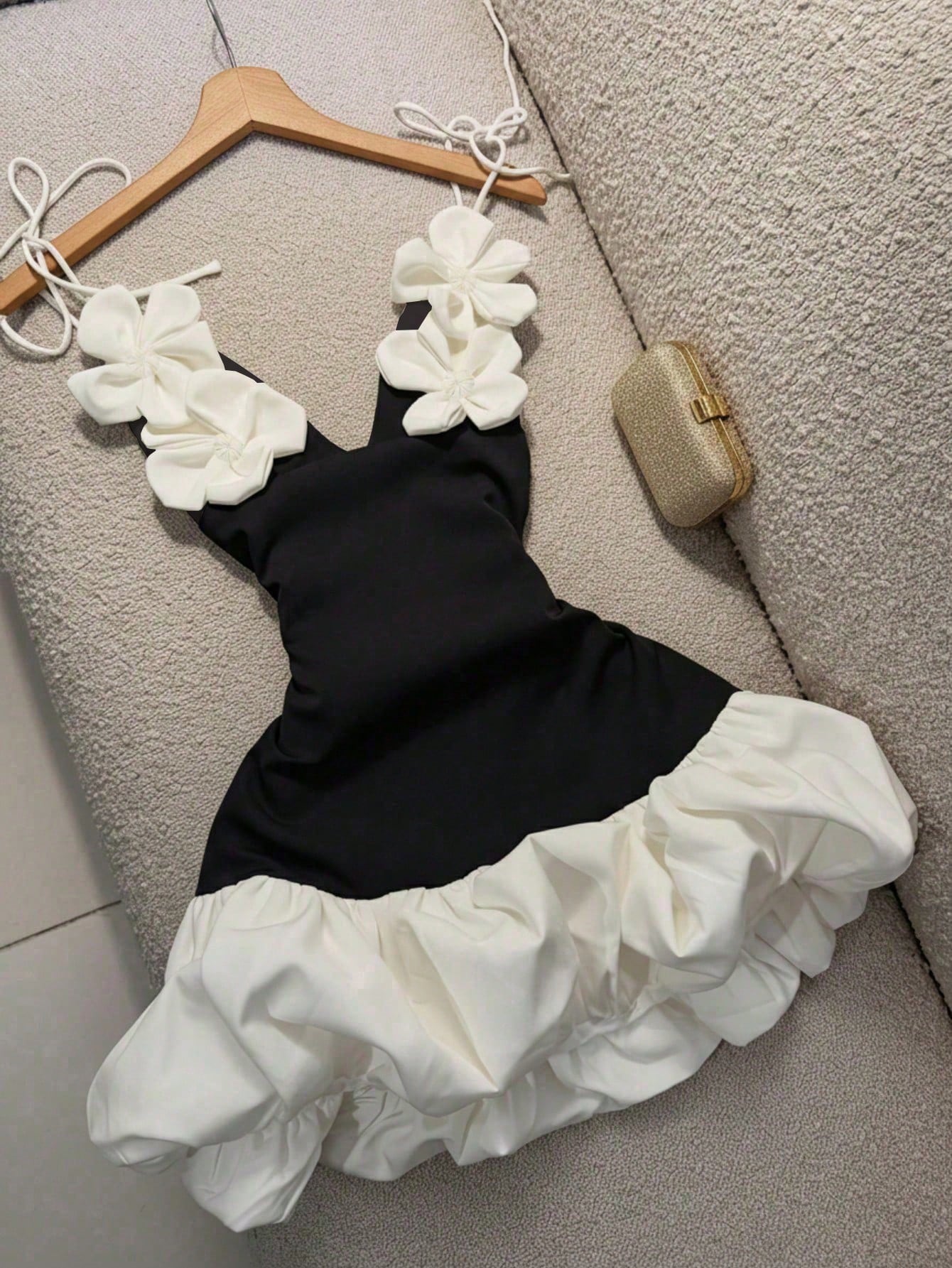 Women's Floral Decor Valentine's Day Party Evening Dress, Sexy Bud Strap Dress White Summer Elegant