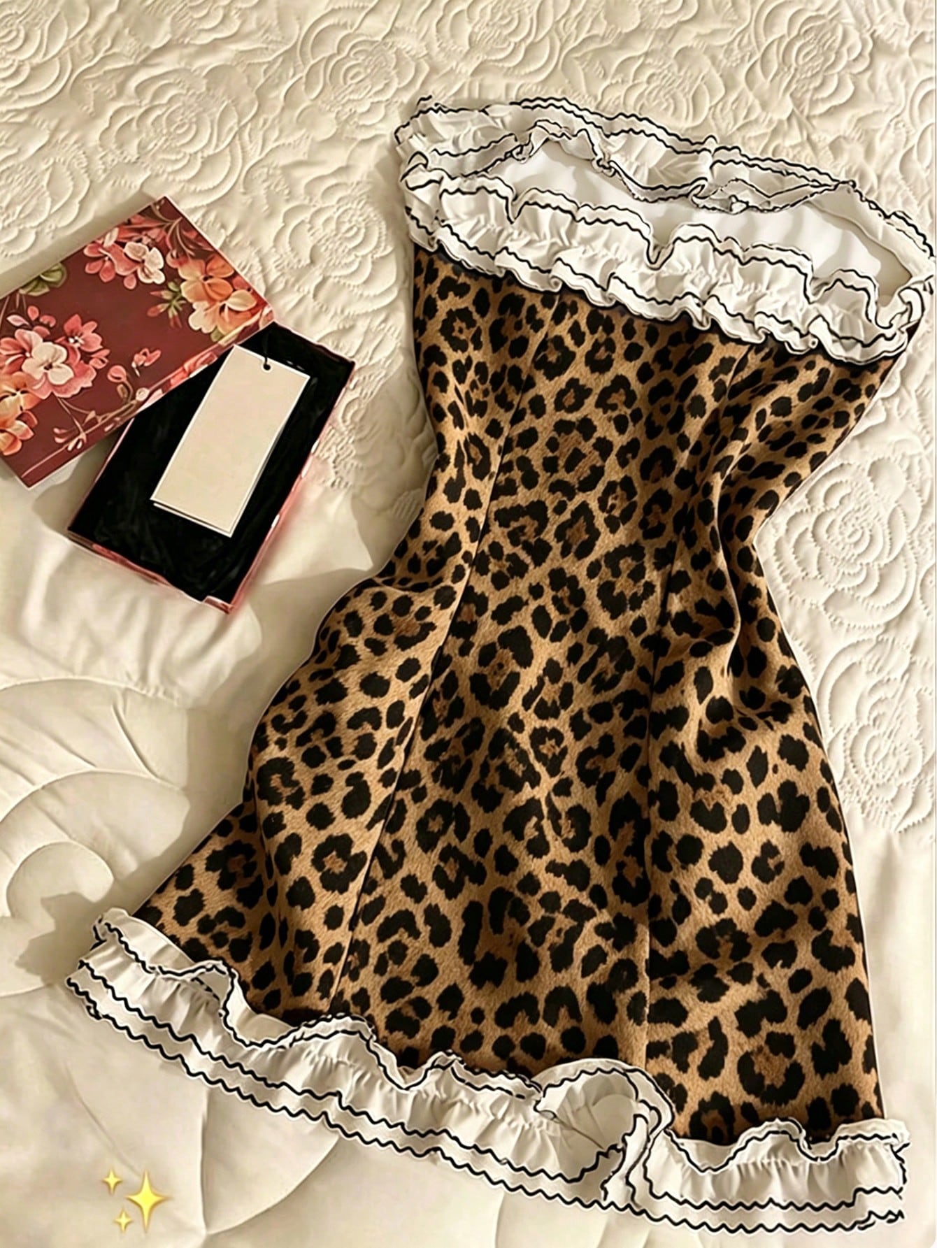 Women's Frill Trim Bandeau Mini Dress, Fashionable For Dates And Parties