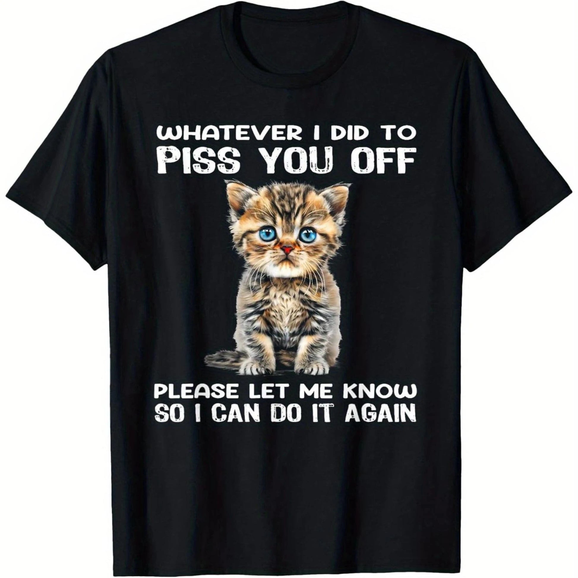 Women's Fun Cat T-Shirt, Unisex Casual Short-Sleeved Shirt With Slogan And Kitten Pattern, A Fun Birthday Gift For Cat Lovers.