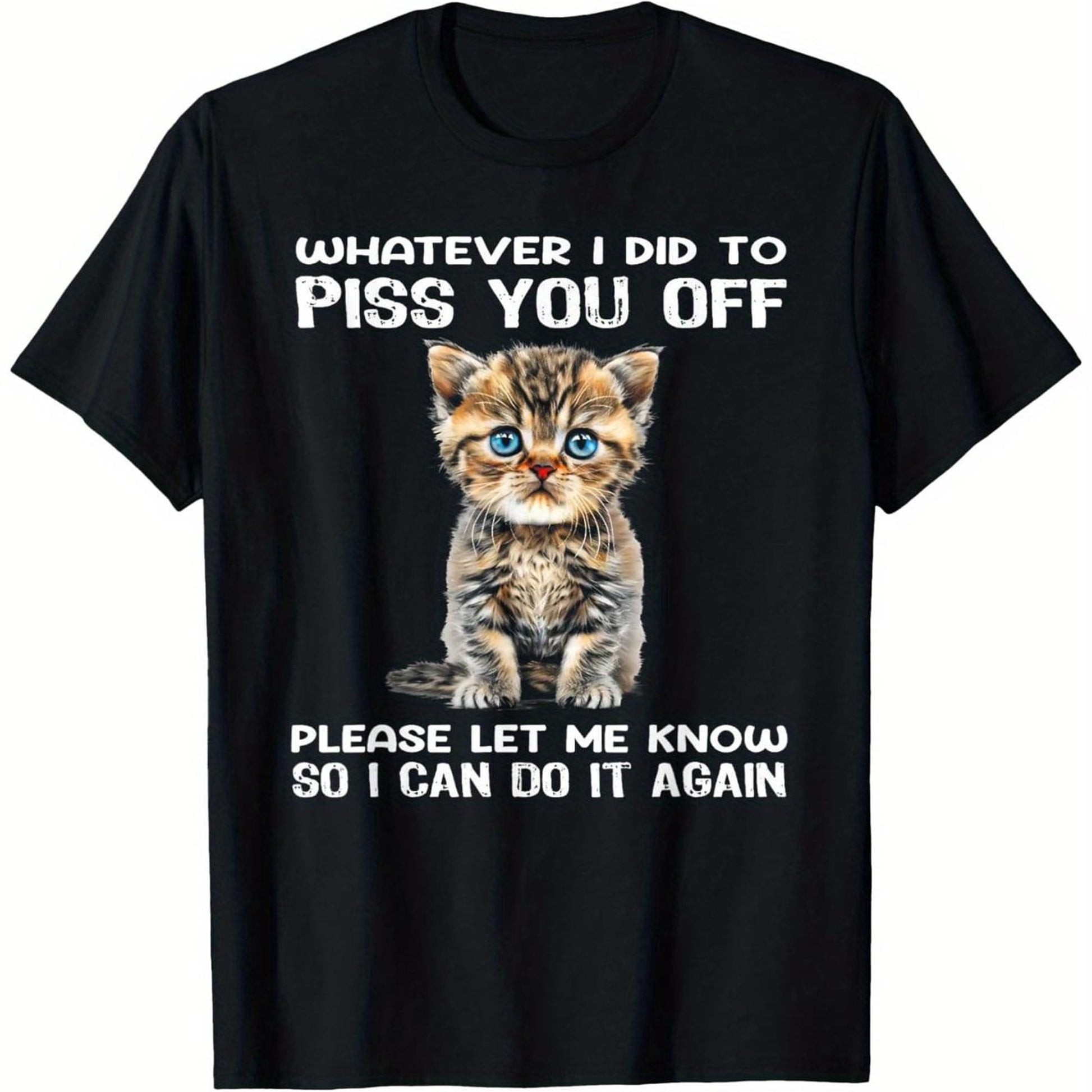 Women's Fun Cat T-Shirt, Unisex Casual Short-Sleeved Shirt With Slogan And Kitten Pattern, A Fun Birthday Gift For Cat Lovers.