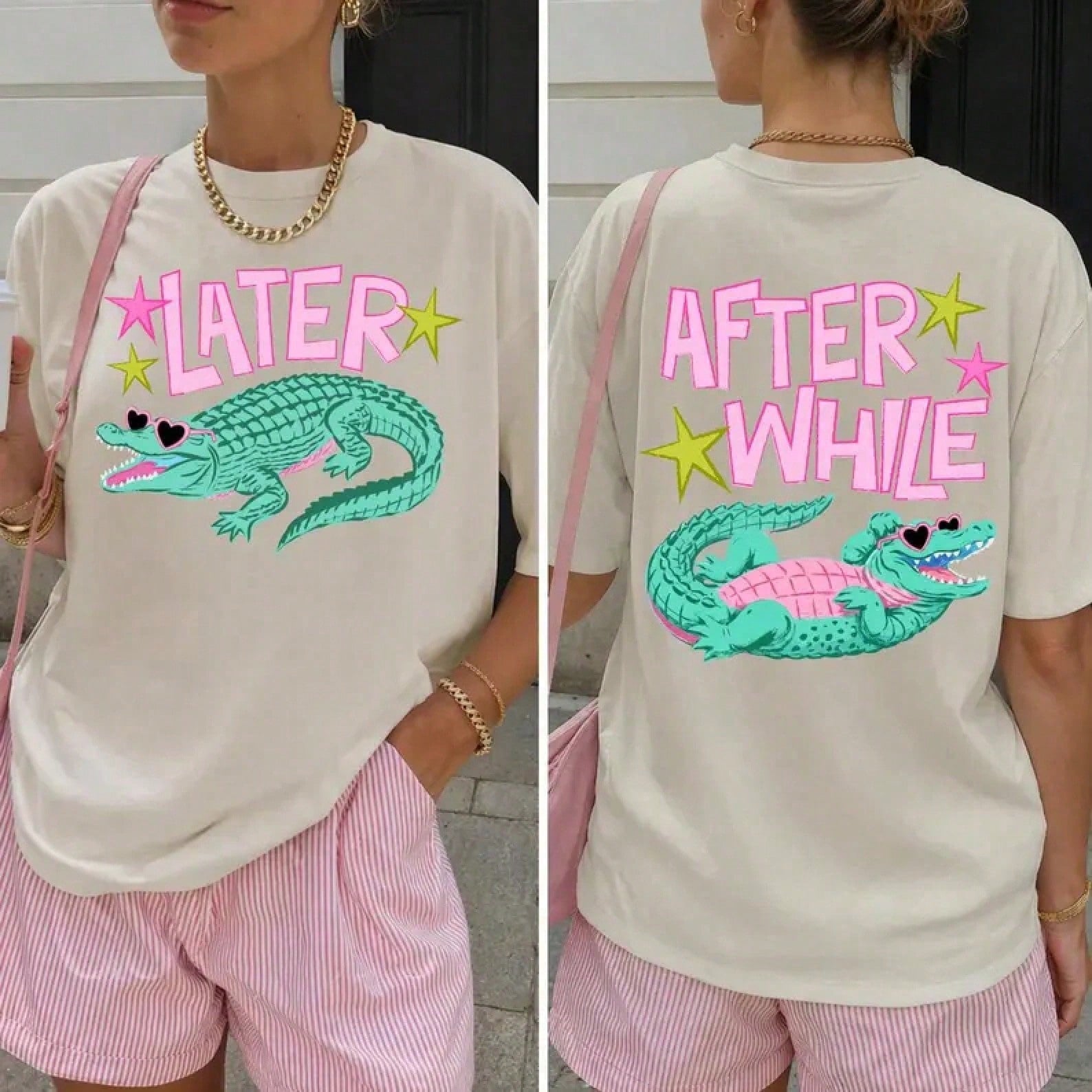 Women's Funny 'Later Gator After While Crocodile' Graphic T-Shirt Retro Casual Cotton Tee Comfortable Loose Fit Daily Wear Birthday Gift