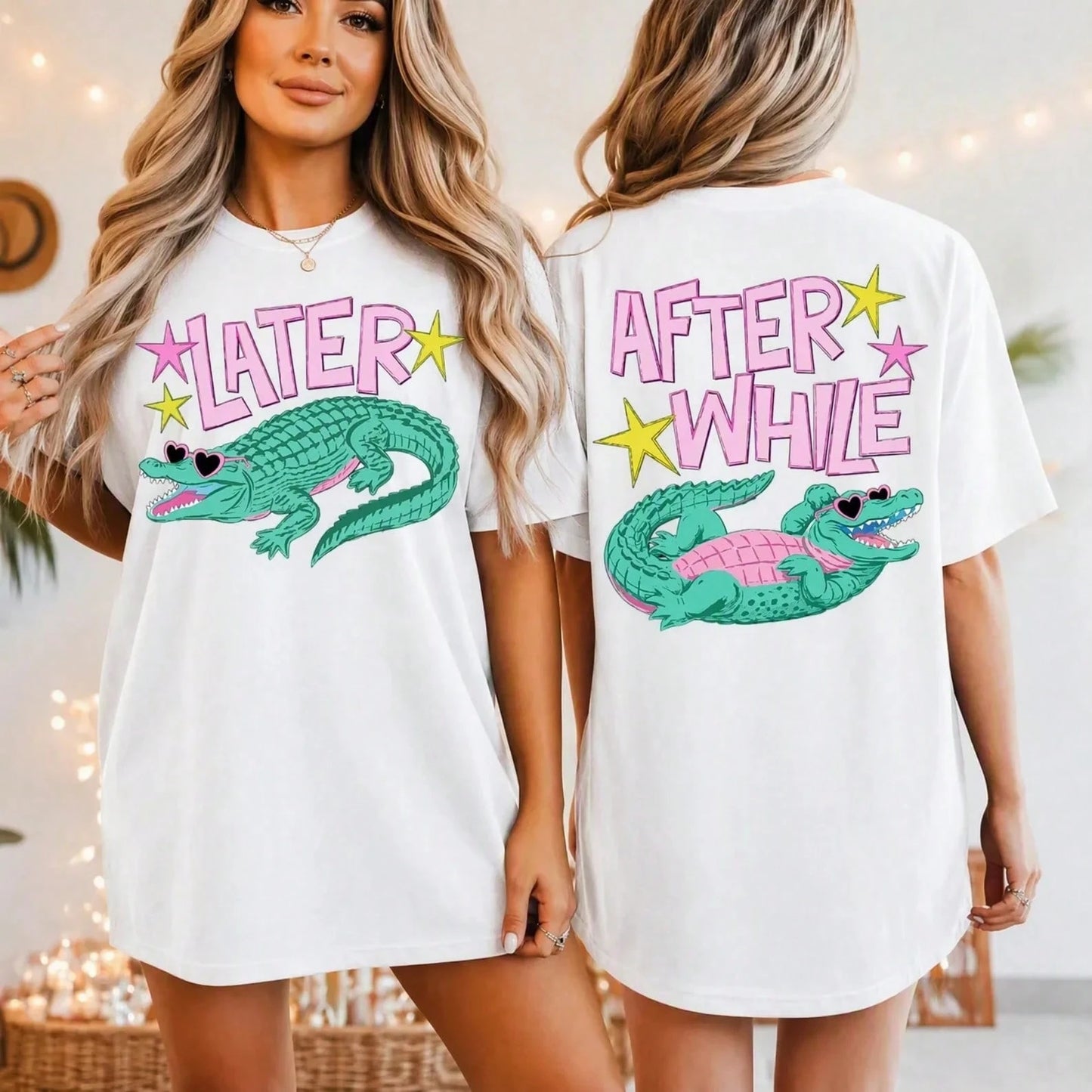 Women's Funny 'Later Gator After While Crocodile' Graphic T-Shirt Retro Casual Cotton Tee Comfortable Loose Fit Daily Wear Birthday Gift