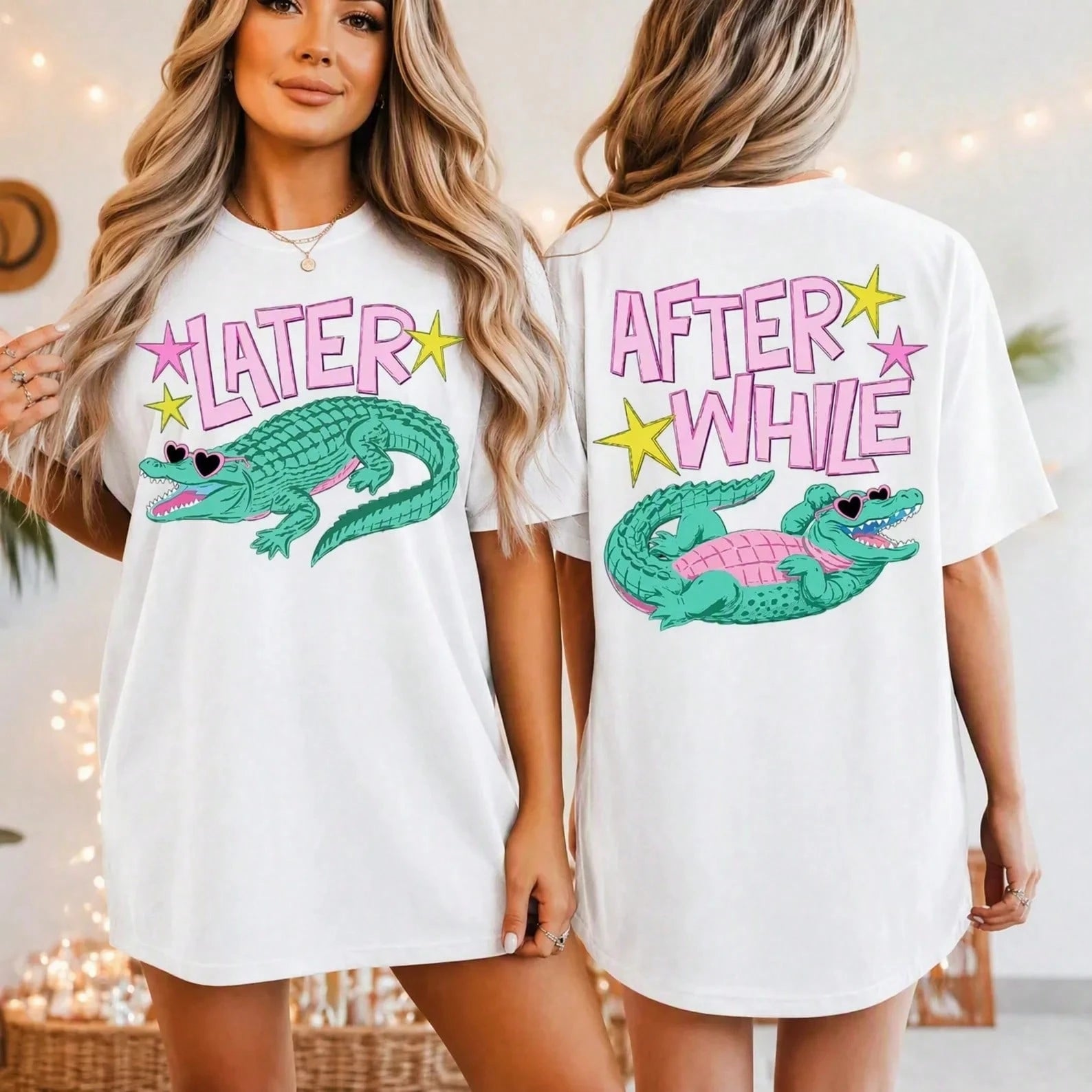 Women's Funny 'Later Gator After While Crocodile' Graphic T-Shirt Retro Casual Cotton Tee Comfortable Loose Fit Daily Wear Birthday Gift