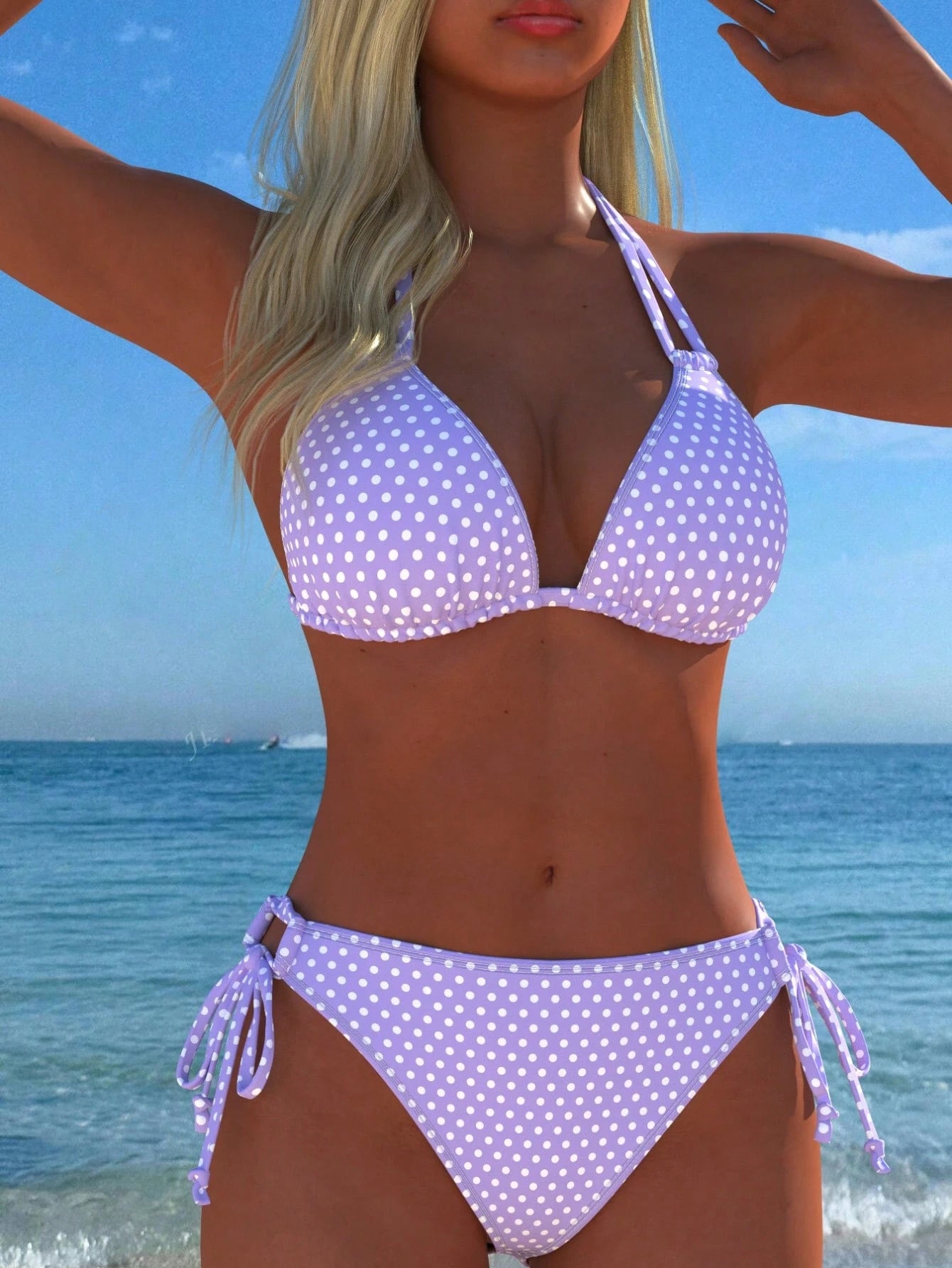 Women's Halter Neck Polka Dot Bikini Set, Sexy Casual Beachwear, Bathing Suit, New Style, Holiday Summer Vacation Travel Outfit