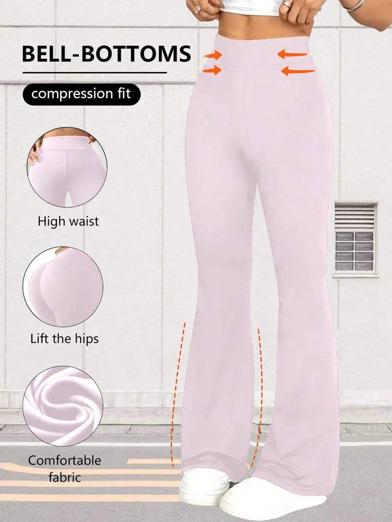 Women's High Waist Flare Yoga Pants, Wide Leg Yoga Trousers, Loose Casual Sports Leggings For Fitness Pink