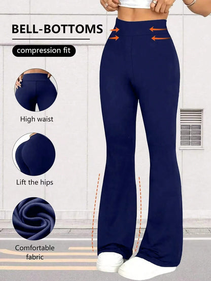 Women's High Waist Flare Yoga Pants, Wide Leg Yoga Trousers, Loose Casual Sports Leggings For Fitness Pink