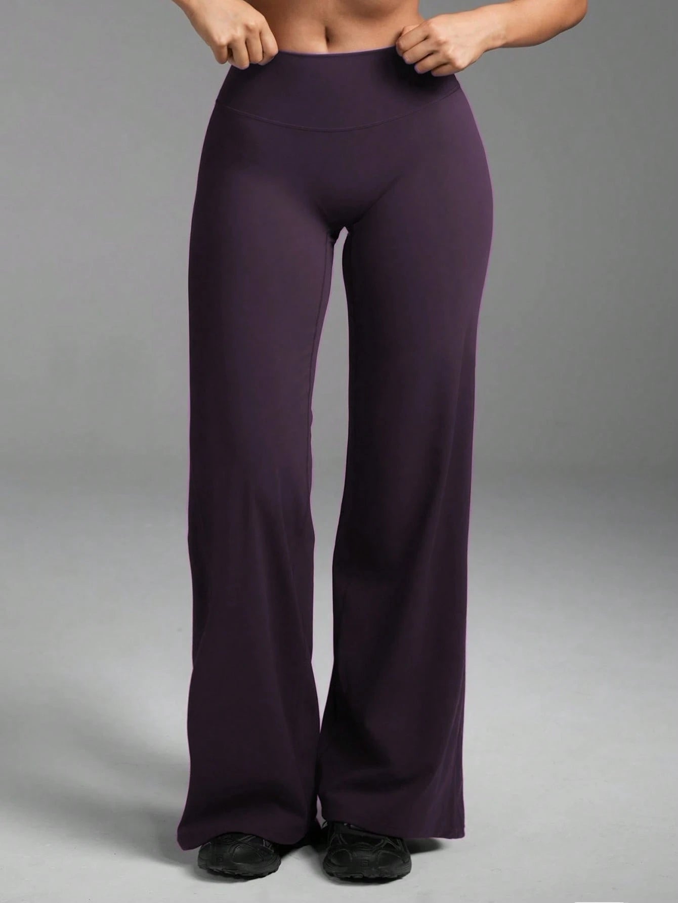 Women's High Waist Wide Leg Pants For Outdoor Exercise, Comfortable Sports Casual Leggings, High Elastic Flare Pants For Commuting And Yoga, Knit Fabric, Elastic And Comfortable, Suitable For Daily We