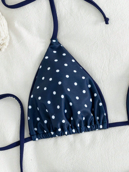 Women's Leopard Print Halter Neck Tie Sexy Bikini Set, Summer Beach Vacation Style, Vacationcore