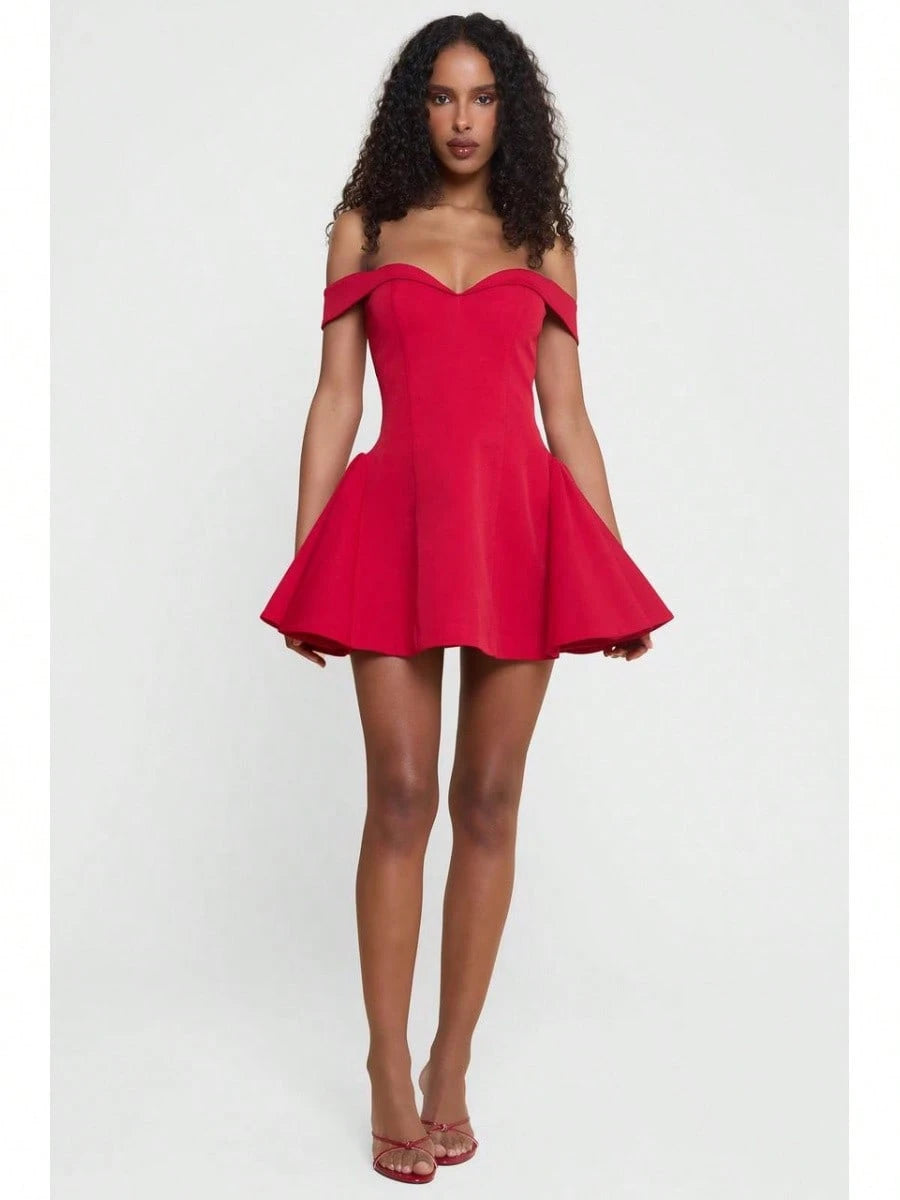 Women's Mini Dress Elegant Off Shoulder Fit And Flare Party Dress