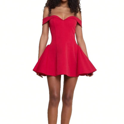 Women's Mini Dress Elegant Off Shoulder Fit And Flare Party Dress
