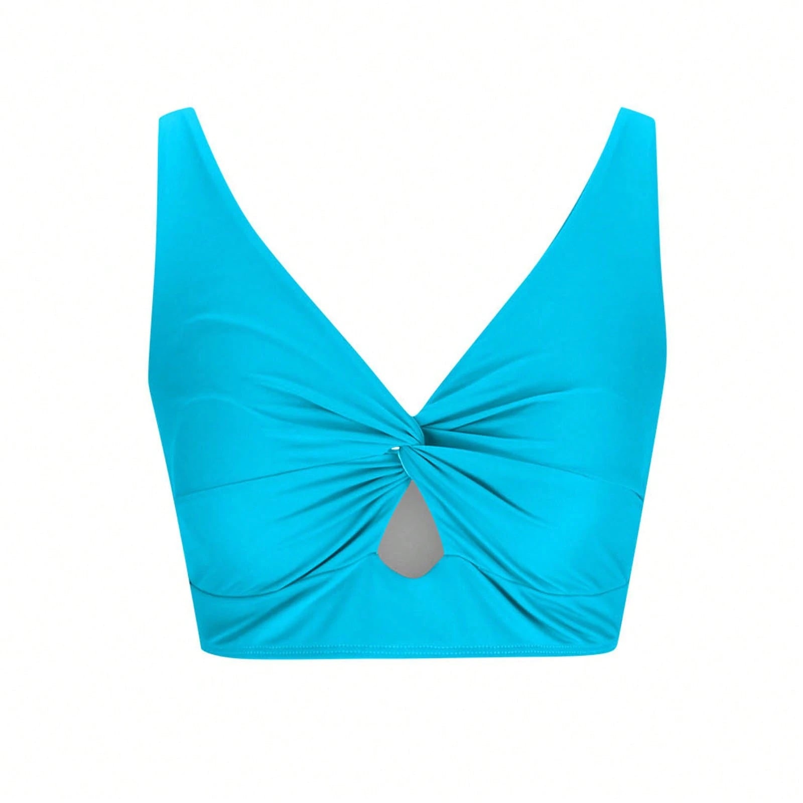 Women's New Beach Vacation Style Minimalist Solid Color Cutout Twist Front Bikini Top Summer